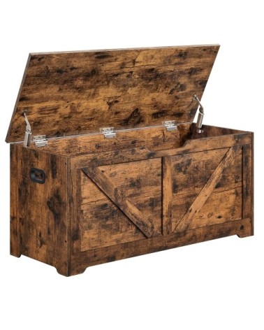 Banc de rangement 100 x 40 x 46 cm marron rustique