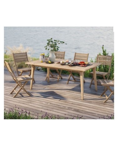 Table de jardin rectangulaire 180cm en teck 8 personnes