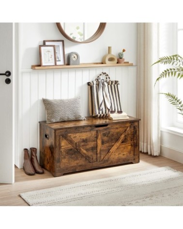 Banc de rangement 100 x 40 x 46 cm marron rustique