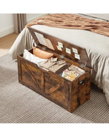 Banc de rangement 100 x 40 x 46 cm marron rustique