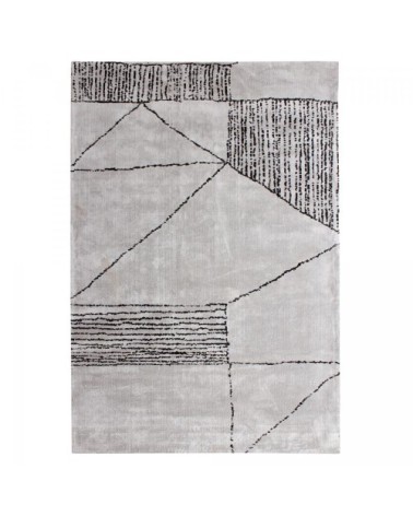 Tapis salon tufté main motif géométrique, gris 160x230