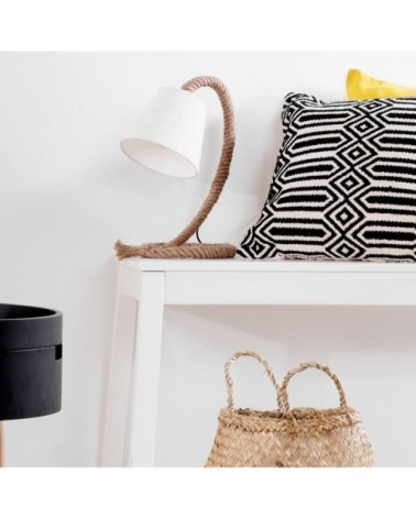 Lampe de table en rattan marron