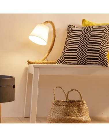 Lampe de table en rattan marron