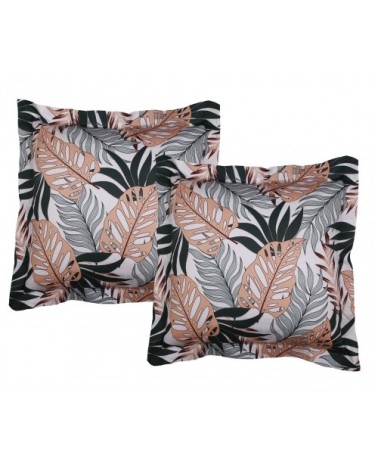 Lot de 2 taies d'oreiller satin de coton 63x63 cm  imprimé Tropical