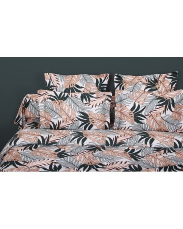Taie d'oreiller satin de coton 50x70 cm imprimé Tropical