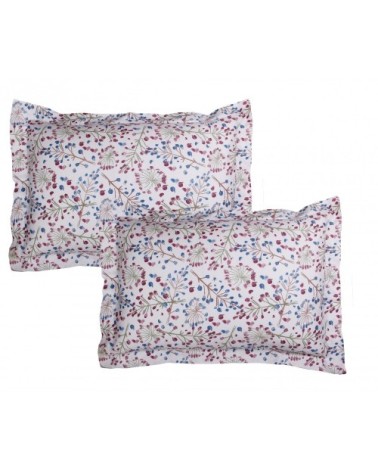 Lot de 2 taies d'oreiller satin de coton 50x70cm  imprimé Ombellifère