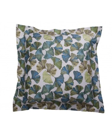 Taie d'oreiller satin de coton 63x63 cm imprime Ginkgo