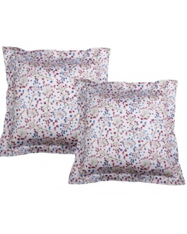 Lot de 2 taies d'oreiller satin de coton 63x63 cm  imprimé Ombellifère