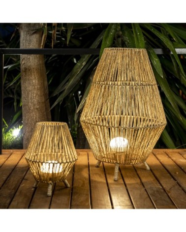 Lampe de table extérieur en bois marron