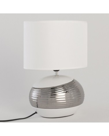 Lampe de table en ceramic argente