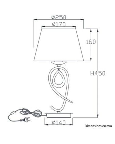 Lampe de table en métal argente