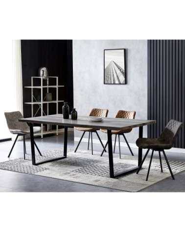 Chaise industrielle microfibre vintage marron foncé/métal noir (x2)