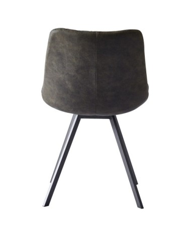 Chaise industrielle microfibre vintage marron foncé/métal noir (x2)