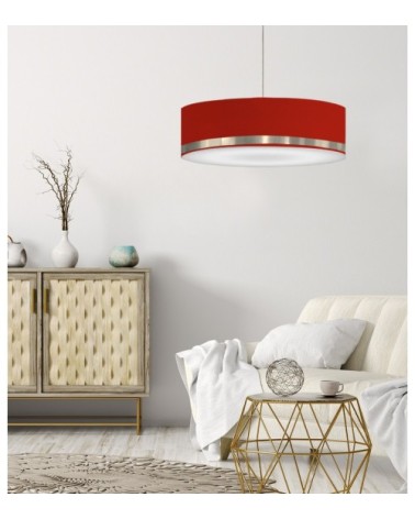 Suspension Jonc Rouge et Aluminium Ø 65 x H 25