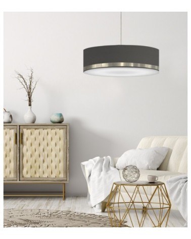 Suspension Jonc Gris et Aluminium Ø 65 x H 25