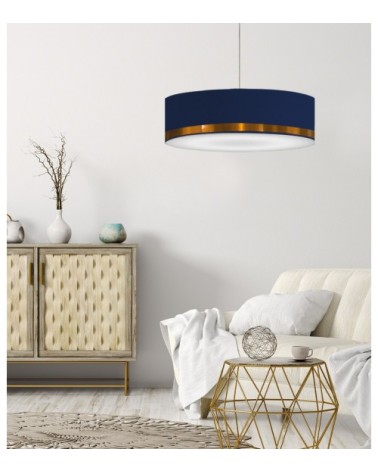 Suspension Jonc Bleu et cuivre Ø 65 x H 25