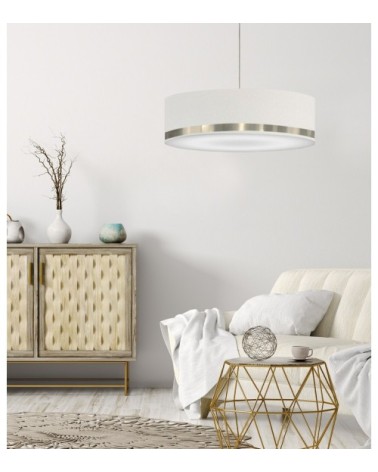 Suspension Jonc Blanc et aluminium Ø 65 x H 25