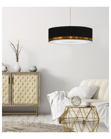 Suspension Jonc Noir et Cuivre Ø 65 x H 25