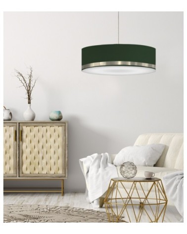 Suspension Jonc Vert et Aluminium Ø 65 x H 25