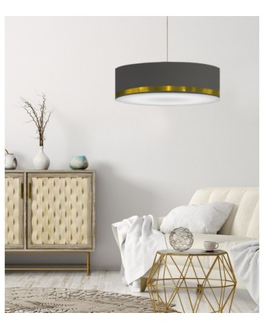 Suspension Jonc Gris et Or Ø 65 x H 25