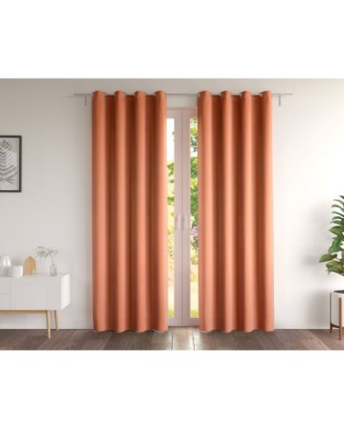 Paire de rideaux 135x260 en coton rouge tomette