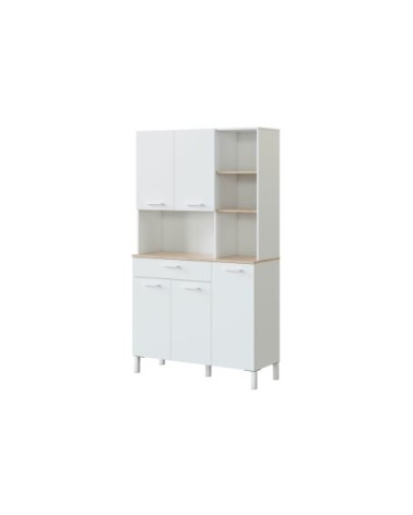 Buffet de cuisine blanc/bois 5 portes L108 x H186cm