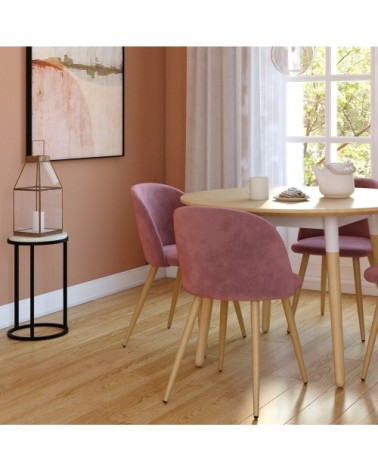 Table d'appoint ronde en terrazzo et pieds en métal noir D30 cm