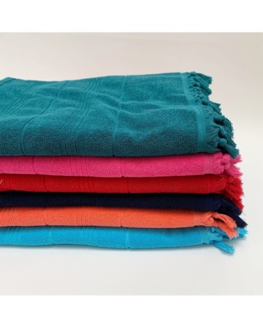 Fouta Hammam éponge bouclette rose fuchsia  90 x 160