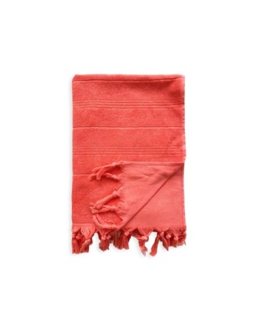 Fouta Hammam éponge bouclette corail  90 x 160