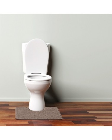 Tapis de toilette en polyester uni taupe 50x40cm