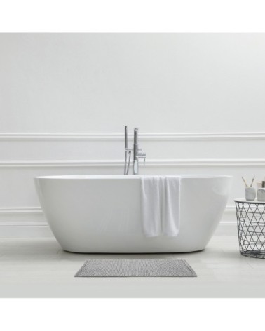 Tapis de bain en polycoton uni gris 50x80cm