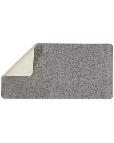 Tapis de bain en polyester uni gris 60x120cm