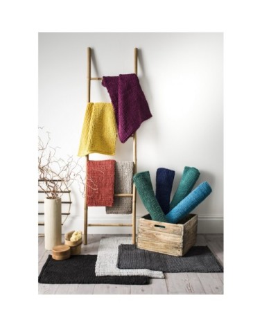 Tapis de bain en polycoton uni jaune 50x80cm