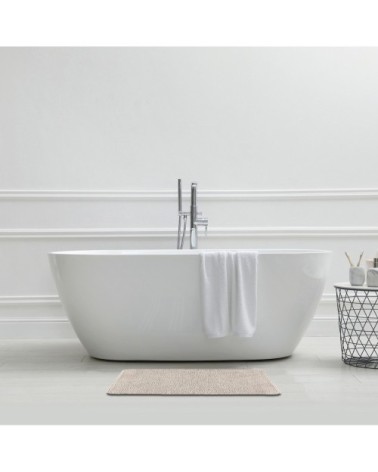 Tapis de bain en polyester uni ecru 50x80cm