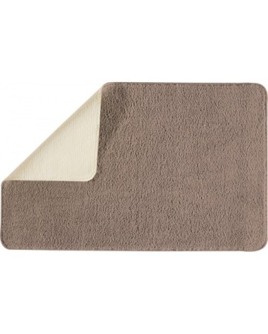 Tapis de bain en polyester uni taupe 50x80cm