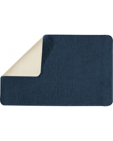 Tapis de bain en polyester uni marine 50x80cm
