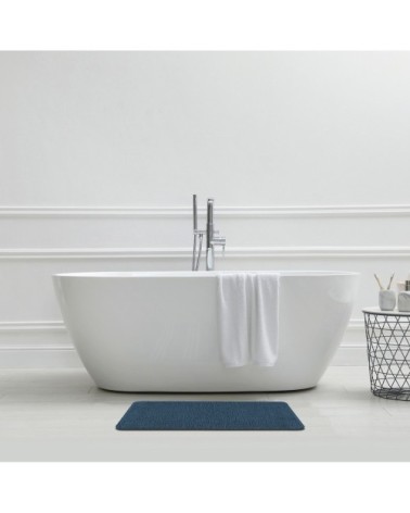 Tapis de bain en polyester uni marine 50x80cm