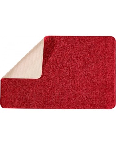 Tapis de bain en polyester uni rouge 50x80cm