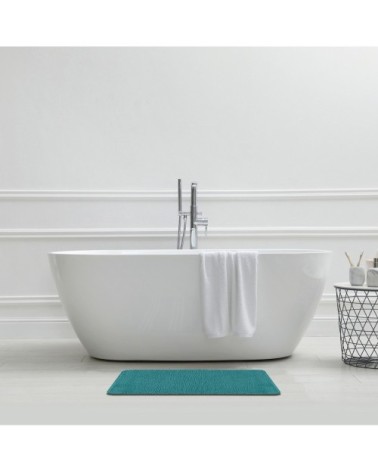 Tapis de bain en polyester uni bleu paon 50x80cm