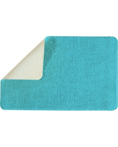 Tapis de bain en polyester uni turquoise 50x80cm