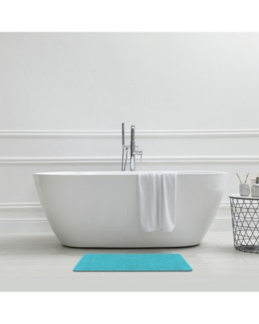 Tapis de bain en polyester uni turquoise 50x80cm