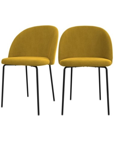 Chaise en velours jaune moutarde (lot de 2)