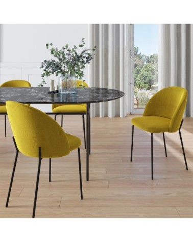 Chaise en velours jaune moutarde (lot de 2)