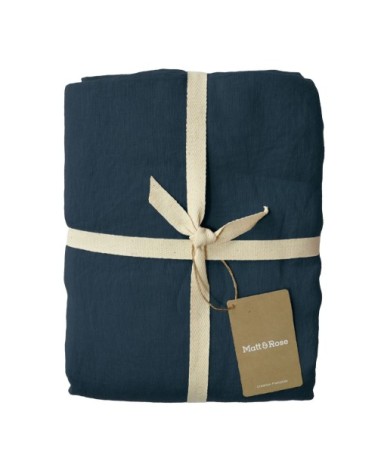 Housse de couette unie en lin lavé Bleu Marine 260x240cm