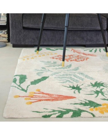 Tapis coton lavable plantes et fleurs 170x240cm