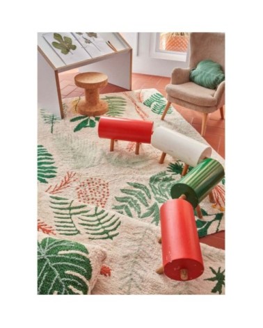 Tapis coton lavable plantes et fleurs 170x240cm