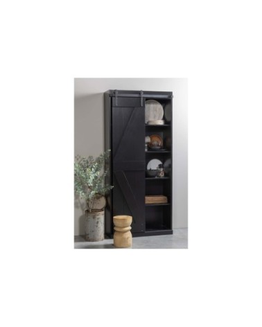 Armoire rétro en bois noir porte coulissante