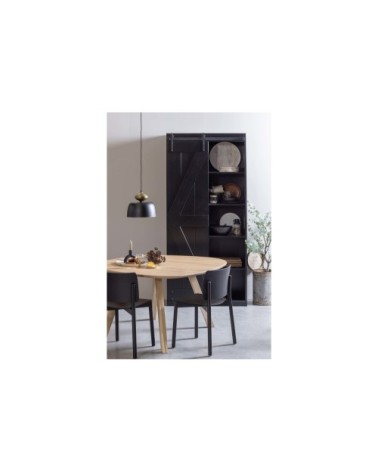 Armoire rétro en bois noir porte coulissante