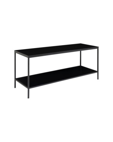 Meuble TV minimaliste effet bois et métal noir 100cm noir