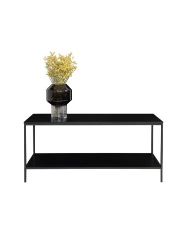 Meuble TV minimaliste effet bois et métal noir 100cm noir